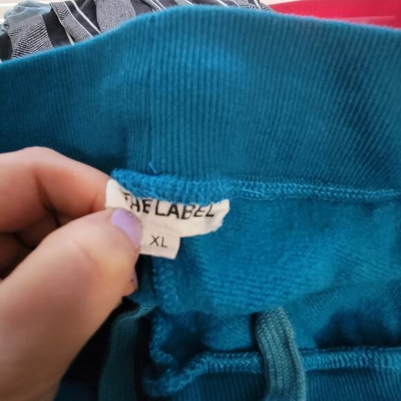 XL "The Label" turquoise blue thick jogger sweatpants with pockets - Picture 3 of 4